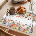 thumbnail image 3 of Vintage Flowers Placemats Set of 6, Spring Floral Botanical Pastoral Washable Wipeable Table Mats for Dining Tables, Indoor Outdoor Kitchen Place Mats for Holiday Party Table Decor, 3 of 9