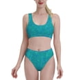 thumbnail image 2 of Picia Blue Green Glitter Women's High Waisted Bikini Scoop Neck Swimsuit Two Pieces Bathing Suit-Large, 2 of 8