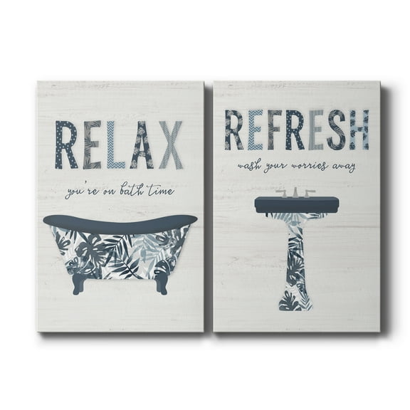 Palm Bath I Premium Gallery Wrapped Canvas - Ready to Hang - Set of 2 - 8 x 12 Each