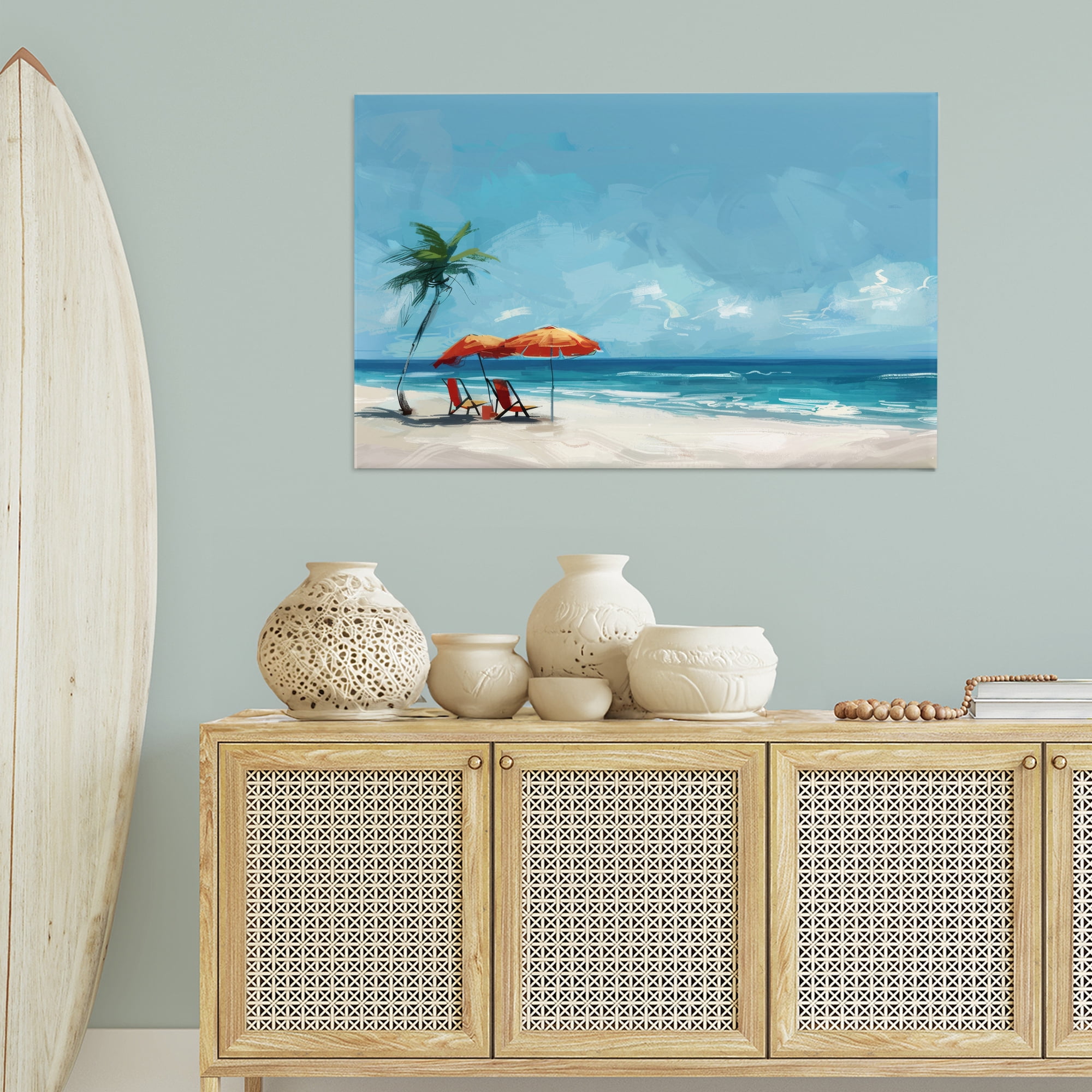Stupell Industries Beach Chair Symphony Nautical & Beach Painting Wrapped Canvas Art Print Wall Art, 45 x 30