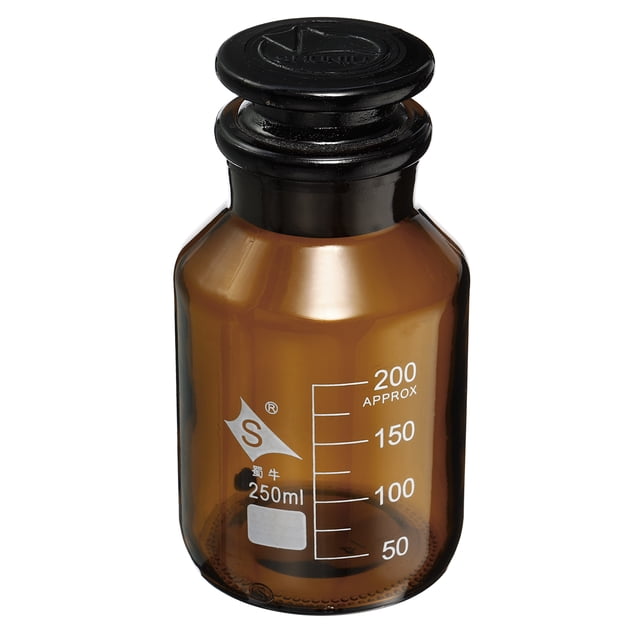 Unique Bargains 250mL Amber Reagent Media Graduated Borosilicate Glass Storage Bottle Amber Cap