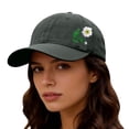 thumbnail image 3 of LIZUOJUN Hand Stitched Flower Baseball Cap Washed Cotton Breathable Unisex Adjustable Strap UV Protection Beach Daily, Green, Daily sun shade hat, 3 of 4