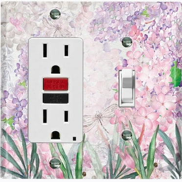 Metal Light Switch Plate Cover Mystical Floral Butterfly Garden Sketch FLW120
