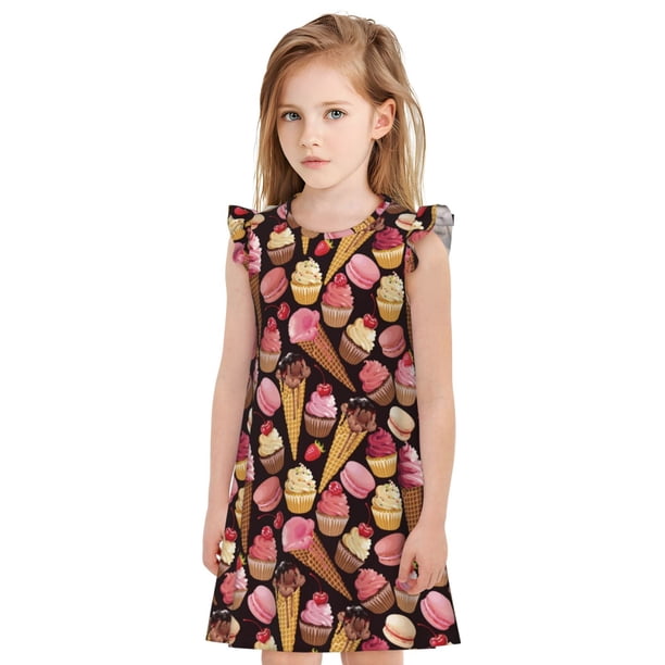 Balery Ice Cream Cake Camisón de princesa para niñas, pijama de algodón con mangas abullonadas, suave y bonito.-XX-Large