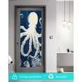 thumbnail image 5 of Window Privacy Film Beige Octopus Coastal Stained Glass Window Film Decorative Sun Block Window Cover Navy Blue Nautical Ocean Coral Window Clings Static Adhesive Sticker for Bathroom 17.7"x39.3", 5 of 7