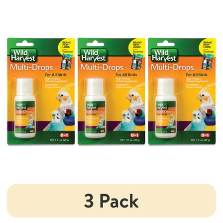 (3 pack) Wild Harvest Multi-Drops for All Birds 1 Ounce, High-Potency Vitamin Supplement