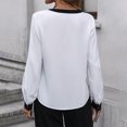 thumbnail image 5 of Scyoekwg Blouses for Women Casual V-Neck Elegant Shirts Solid Color Long Sleeve T Shirts Fall Tops Trendy Loose Lightweight Pullover (White,L), 5 of 8