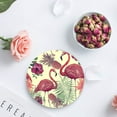 thumbnail image 4 of POGLIP Tropical Palm Leaves Flamingo Set of 8 Round Coaster for Drinks, Absorbent Ceramic Stone Coasters Cup Mat with Cork Base for Home Kitchen Room Coffee Table Bar Decor, 4 of 5