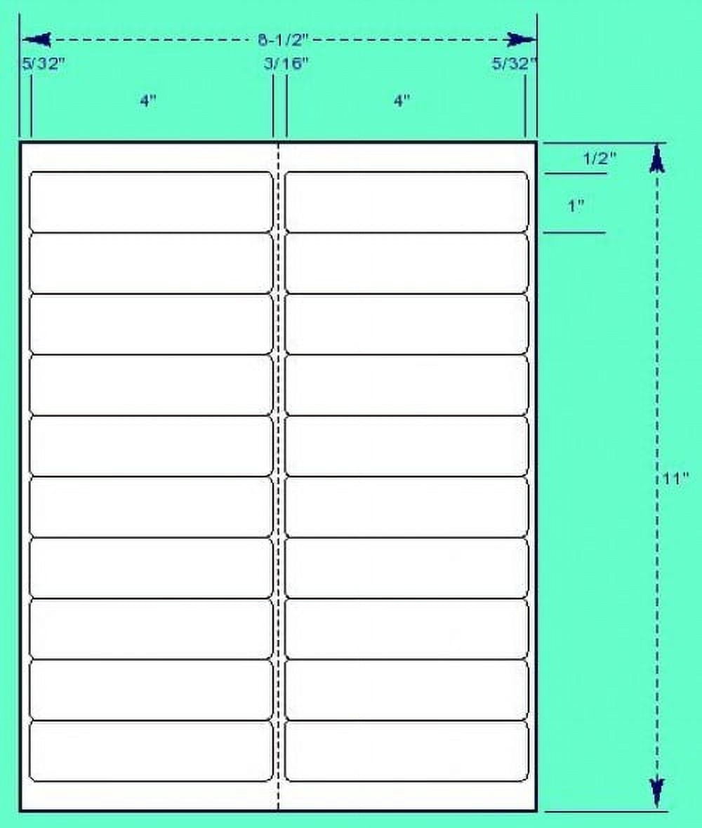 White Mailing/Shipping/Address Labels for Laser/Inkjet printers 4" x 1"/ 20 per sheet  100 Sheets.