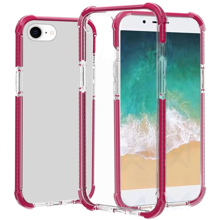 For Apple iPhone 16e Case, Hybrid Transparent Acrylic Rubber Gummy Hard PC Silicone TPU Color Bumper Frame Shockproof Phone Cover (Clear / Hot Pink) For Apple iPhone 16e Case, Hybrid Transparent Acrylic Rubber Gummy Hard PC Silicone TPU Color Bumper Frame Shockproof Phone Cover (Clear / Hot Pink)