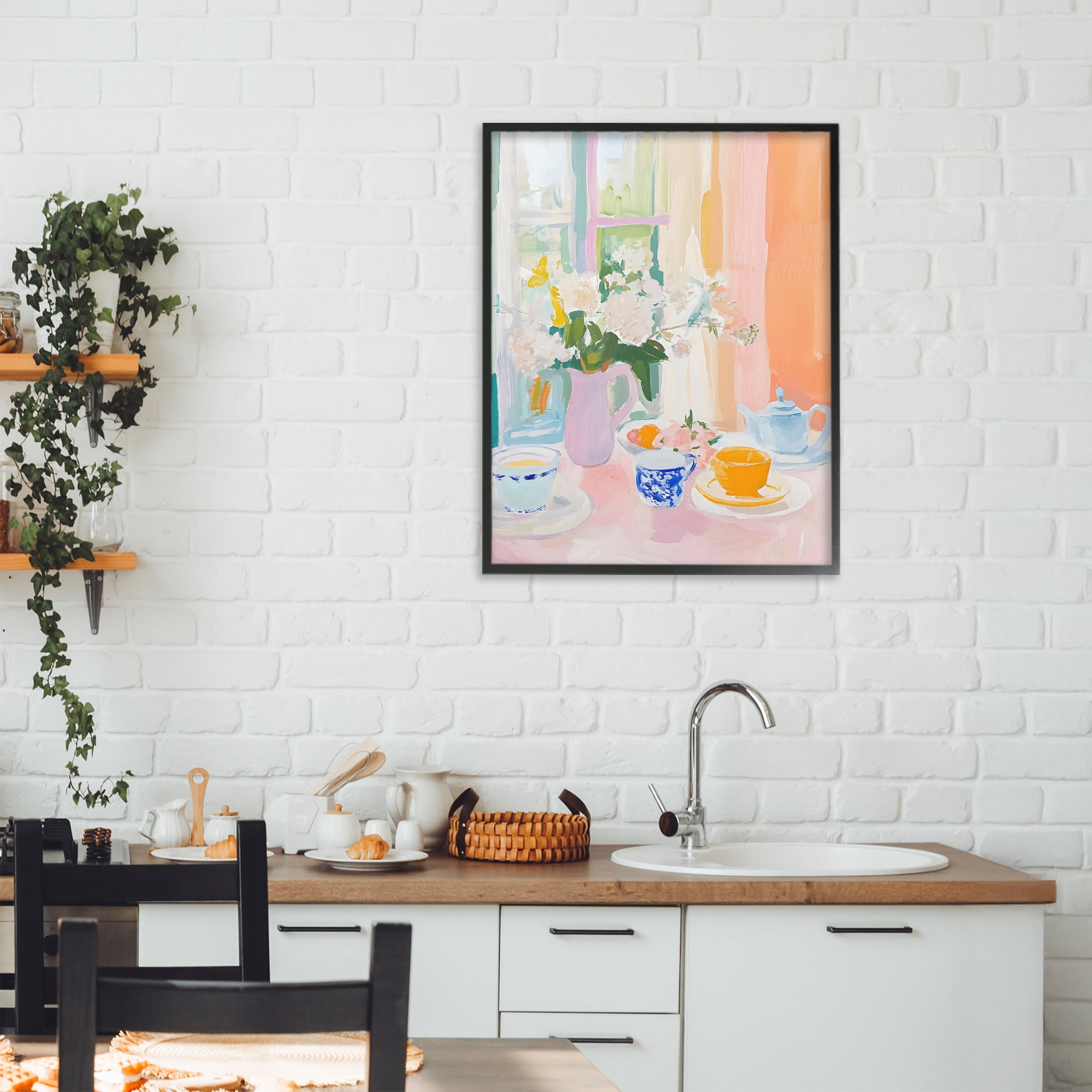 Stupell Industries Breakfast Still Life Abstraction Black Framed Giclee Art, design by The Prints Vibe