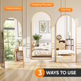 thumbnail image 6 of Full Length Mirror 58x19 Inches Floor Standing Gold Arched Style Mirror for Bedroom Living Room, 6 of 8