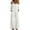 White, variant on Womens Denim Jumpsuits with Pockets Off the Shoulder Long Sleeve Squared Neck Wide Leg Loose Jean Jumpsuits with Suspenders White