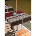 thumbnail image 2 of Outdoor Tablecloth with Umbrella Hole for Patio/Picnic/Party/Camping, Red Floral Waterproof Table Cloth Square Cover Washable, Modern Farmhouse Leaves Brown Striped (60"x 60"), 2 of 8