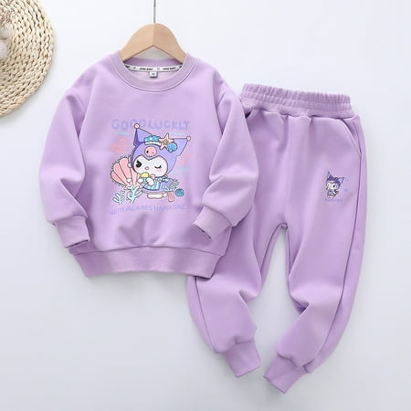 

2-piece Set Sanrios Kuromi Trousers Suit Korean Version Anime Cartoon Kawaii Cute Top Pants Lotso Pajamas Household Clothes Y2k