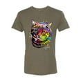 thumbnail image 2 of Wild Bobby, Cute Colorful Rainbow Cat Animal Lover Mens Premium Tri Blend T-Shirt, Military Green, Medium, 2 of 3