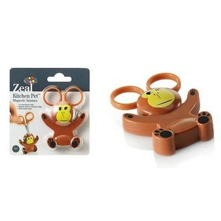 - Zeal Mini Animal Character Kitchen Scissors with Magnetic Base / Fridge Magnet (Monkey)