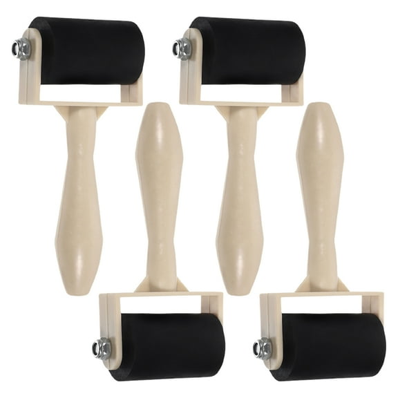4Pcs Rubber Roller with Plastic Handle for Printmaking Art Craft Roller Crafting Roller Printmaking Painting Roller