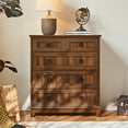 thumbnail image 4 of Joaxswe Tall Dresser Wood 5 Drawer Dressers for Bedroom Set of 2, Wood Chest of Drawers, Rustic Storage Cabinet, Brown, 4 of 5