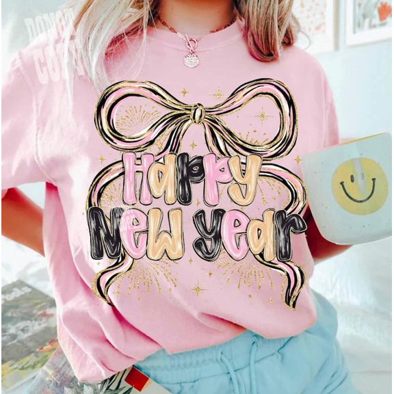 Coquette New Year 2026 Shirt, Happy New Year Shirt, Glitter Style New Year Shirt, Pink Bow Shirt, 12 New Chapters Shirt, Hello 2026 Shirt LIGHT PINK Unisex S-5XL Hot Trending Shirt