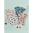 thumbnail image 3 of Douhoow 0-18M Baby Girls Boys Romper Summer Cartoon Animal Printed Short Sleeve Ribbed Jumpsuits, 3 of 9