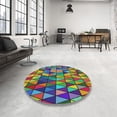 thumbnail image 3 of Ahgly Company Indoor Square Patterned Dark Raspberry Purple Abstract Area Rugs, 8' Square, 3 of 6