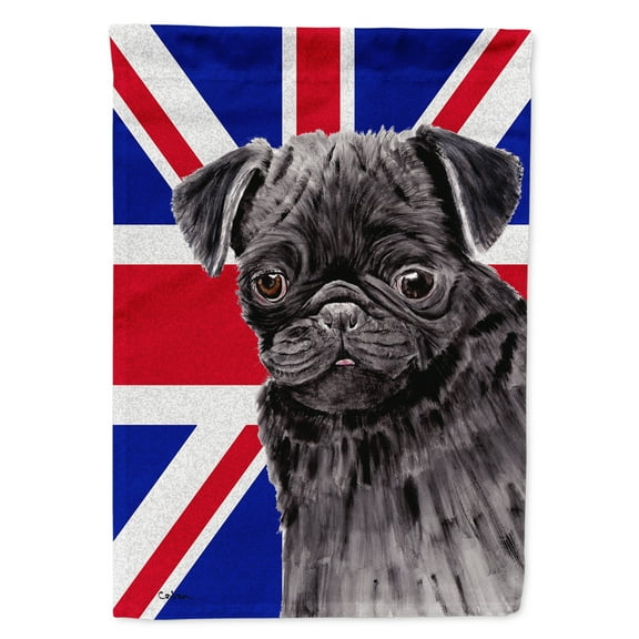 Pug with English Union Jack British Flag Garden Flag