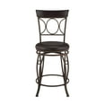 thumbnail image 2 of Linon Circles 24.5" Indoor Metal Swivel Counter Stool, Distressed Bronze/Dark Brown Faux Leather, 2 of 10