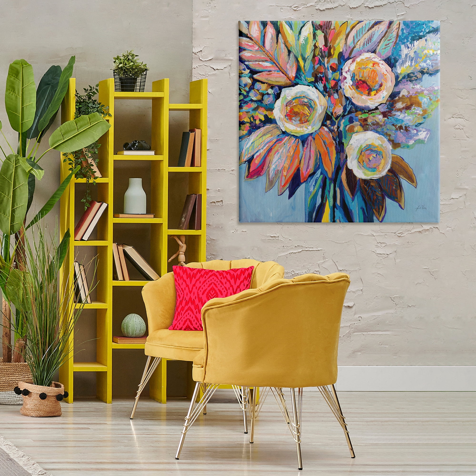 Stupell Industries Wonderment Bold Bouquet Botanical & Floral Painting Gallery Wrapped Canvas Art Print Wall Art, 36 x 36