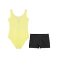 thumbnail image 5 of Sinleey Girls Mesh V-Neck Ballet Dance Leotard Outfits Gymnastics Athletic Bodysuit with Shorts Yellow 10, 5 of 7