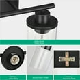 thumbnail image 2 of EDISHINE Modern 2-Light Black Bathroom Vanity Lights over Mirror for Bathroom, Vanity Table, E26 Bulb Base, 2 of 9