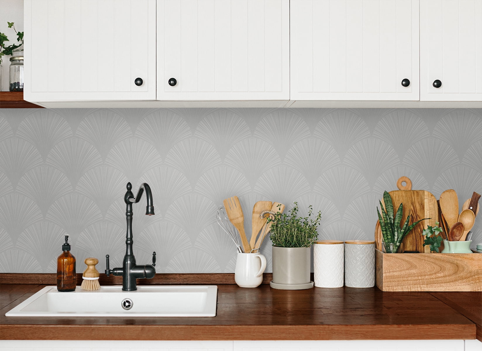NextWall Argos Grey Arches Peel and Stick Wallpaper