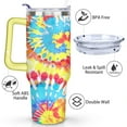 thumbnail image 3 of 40oz Boho Tie Dye Stainless Steel Flip Straw Tumbler Spill Proof Travel Cup Double Wall Vacuum Insulated Coffee Mug with Top Handle, 3 of 6