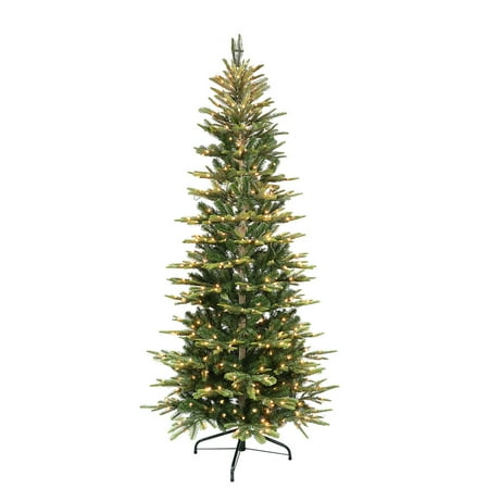 6.5 Christmas Tree With Lights Puleo International 6.5 ft. Pre-Lit Slim Aspen Fir Artificial Christmas Tree with 350 UL-Listed Clear Lights ()