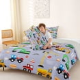 thumbnail image 4 of Castle Fairy Construction Truck Pattern Full Size Comforter Sets 3 Pieces for Kids, "Keep Digging" Art Bedding Sets for Bedroom, Yellow Gray,Grey Reversible, 4 of 6