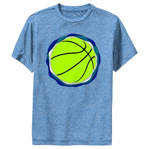 Boy's Lost Gods Neon Green Basketball Performance Graphic Tee Royal Blue Heather Medium