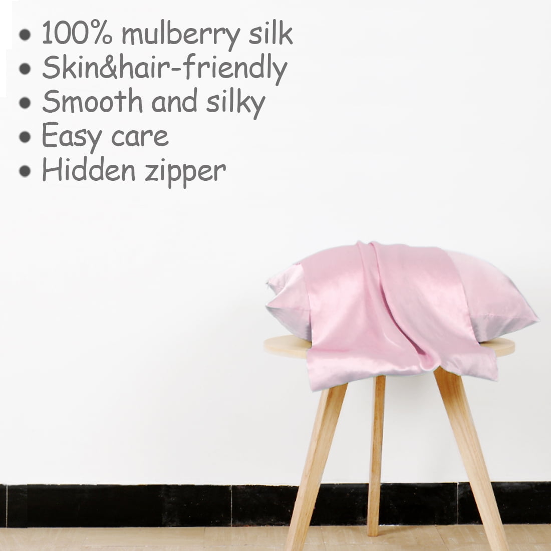 Unique Bargains 1 Piece 100% Silk Pillowcase Pink King