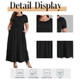 thumbnail image 5 of Mengpipi Women's Plus Size Casual Short Sleeve Crewneck Dress Flowy Tiered Loose Maxi Dress with Pockets Black 1X-5X, 5 of 13
