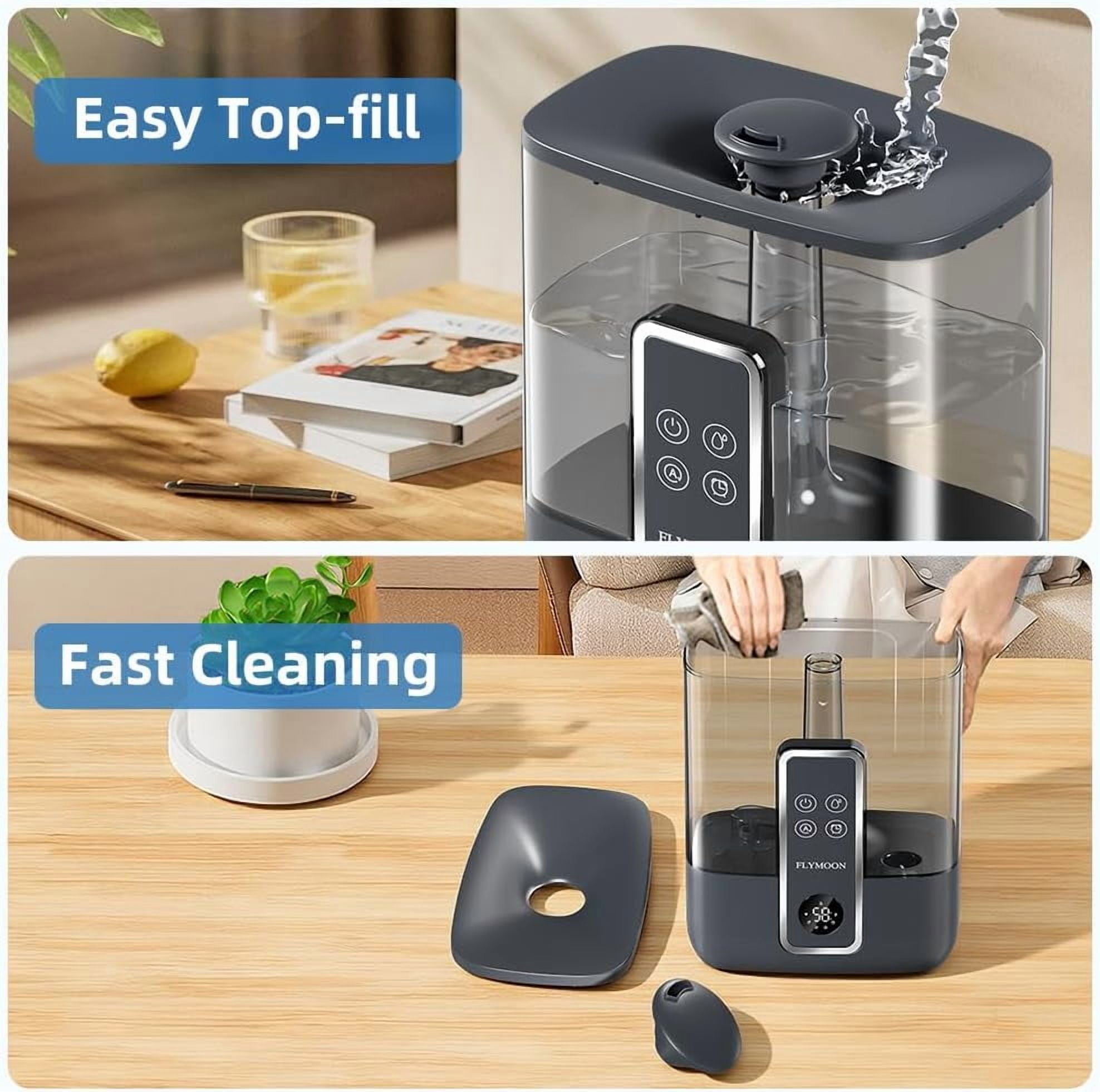 Top Fill Humidifier for Large Room, 5L Cool Mist with App Control, 28dB Quiet, Auto-Off & Timer for Bedroom Office