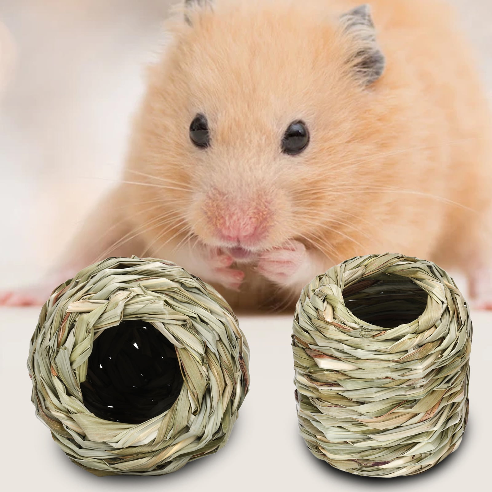 DOPI Hamster Nest Tunnel Shape Grinding Teeth Grass Woven Small Animal Bunny Hut Toy Pet Supplies
