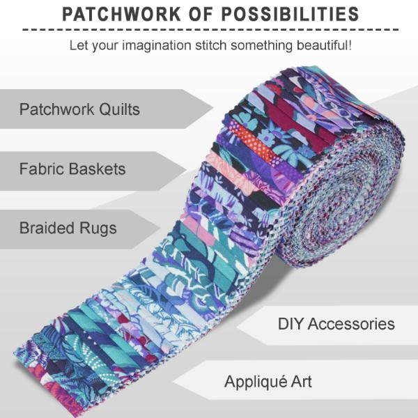 Soimoi Jelly Roll 40 Strip Assorted Bundle, Fabric Strips for Quilting, Crafting, 100% Cotton Fabric Jelly Roll Bundle For Scrapbooking, Precut Quilt Projects, DIY Crafts- Mystic Bloom Collection