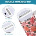 thumbnail image 5 of 30 oz Tumbler With Handle Stainless Steel Insulated Tumbler With Lid for Car Cup Holder Roses and Stripes Pattern, 5 of 9