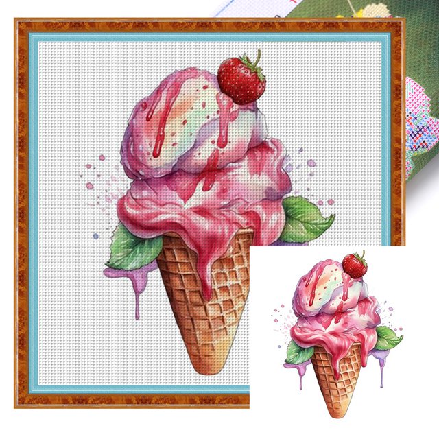 Hilo Algodón Ecológico Bordado Punto Cruz Helado Impreso 9CT 40x40cm