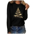 thumbnail image 5 of Craaazy Christmas Shirts for Women Trendy Shining Christmas Tree Printed Casual Round Neck Loose Long Sleeve Womens Top Gifts for Women, 5 of 5