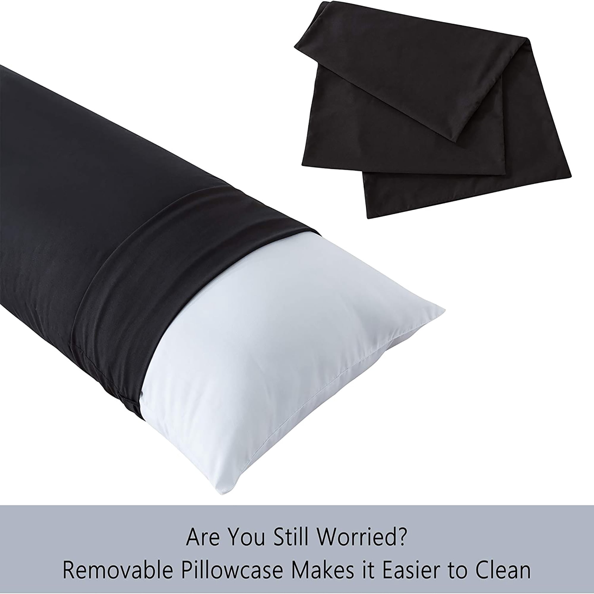 Yalamila Premium Ultra Soft Body Pillow with Removable Pillowcase for Adults, Comfortable Long Bed Pillow, 20x54in, Black