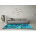 thumbnail image 3 of Ahgly Company Machine Washable Indoor Rectangle Oriental Turquoise Blue Industrial Area Rugs, 2' x 5', 3 of 4