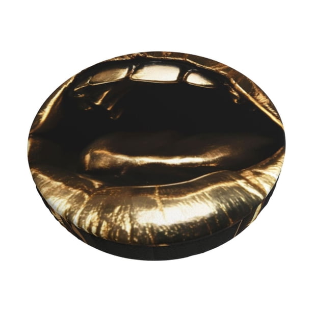 Balery Golden Lips Modern Sculpture Fundas de asiento para taburete de bar redondo de tela de terciopelo ajustables que protegen de arañazos y manchas para sillas de 14 a 17 pulgadas.-13 inch