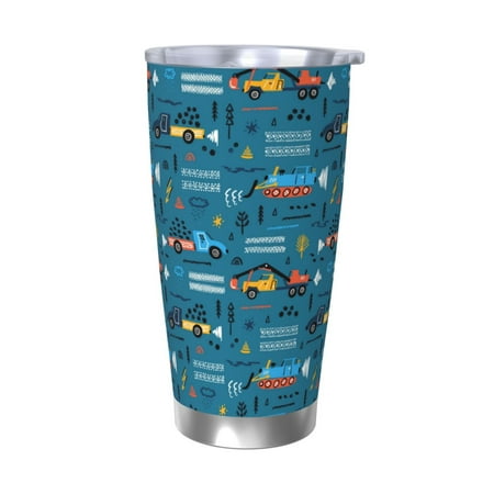 

Zeuib Construction Trucks Printed 20oz Stainless Steel Insulated Car Cup Stainless Steel Thermal Cup Vacuum Insulated Leak-proof Travel Mug Cup-Without Straw