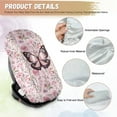 thumbnail image 6 of KUIFORTI Baby Car Seat Sun Shade Cover, Pink Butterfly Car Seat Cover Blocks Out Heat & Sun, Keeps Your Toddler Baby Seat Cooling, Reflective Baby Seat Covers, Universal Most Baby Car Seat, 6 of 7
