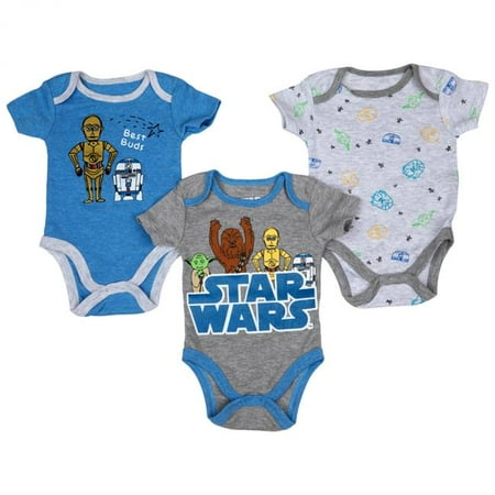 

Star Wars 832371-3-6months Chewbacca C3PO & R2-D2 Infant Bodysuit Multi Color - 3-6 Months - Pack of 3
